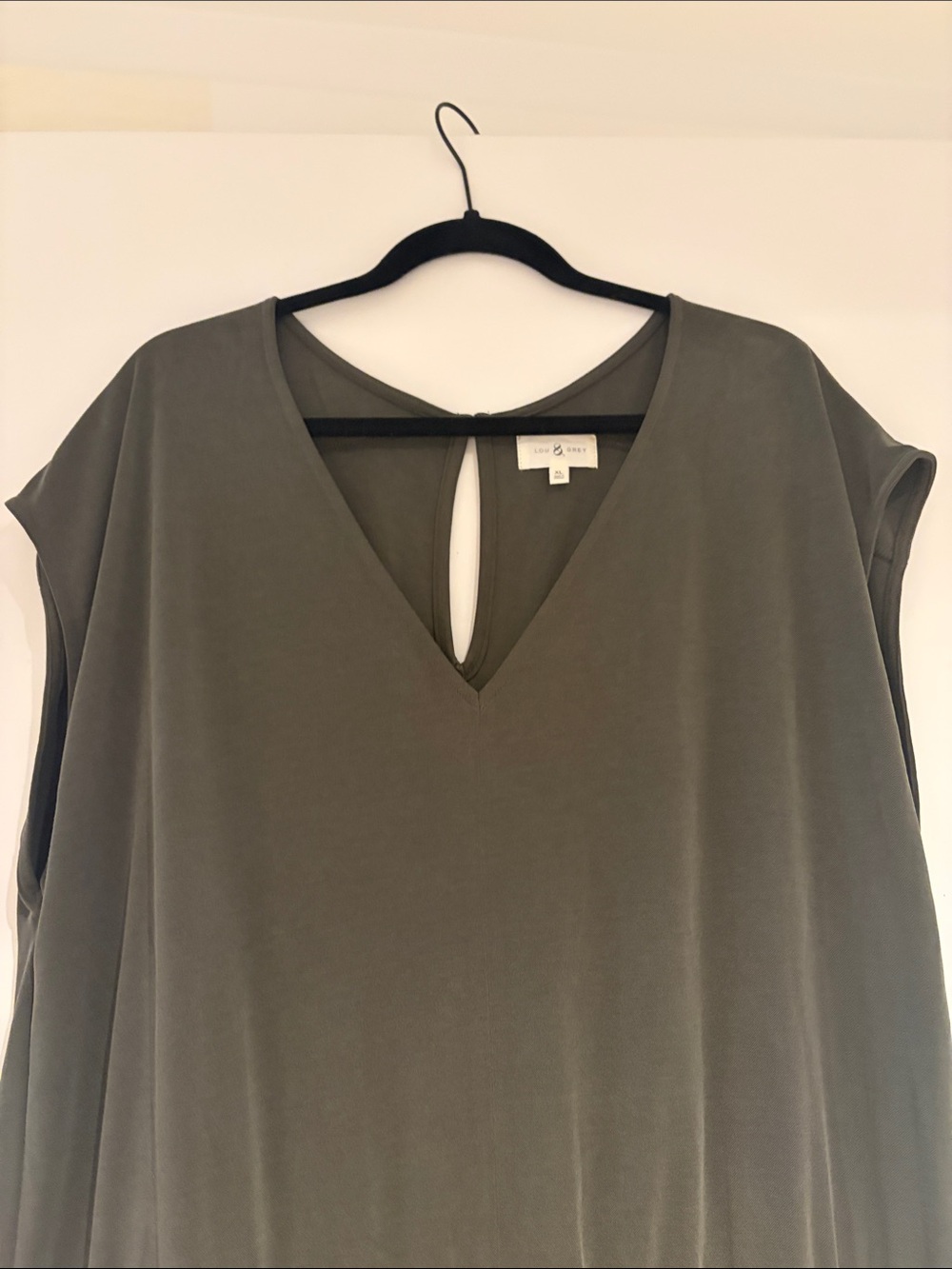 Lou & Grey Olive V-Neck deawstring elastic Waist Jumpsuit - Picture 2 of 12